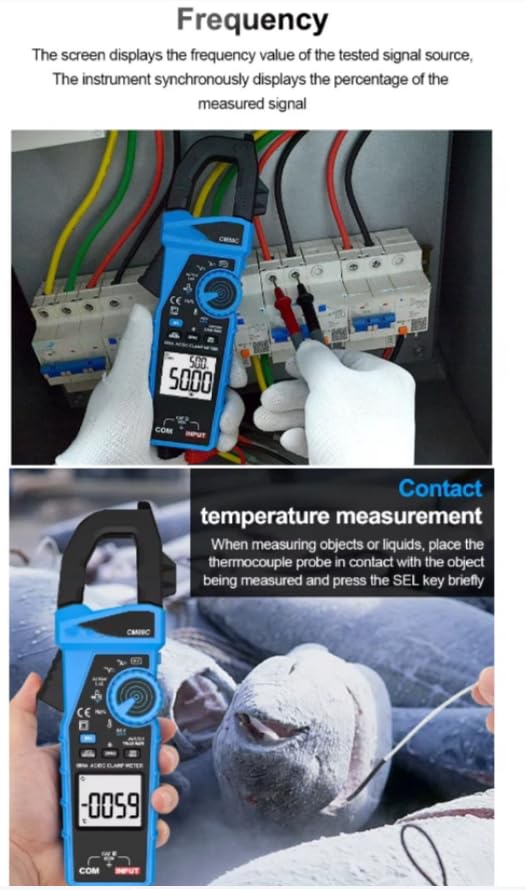CM88C DigitalClampMeter 600AACDC CurrentTester TrueRMS AutoRange ResistanceDiodeMultimeter Tester
