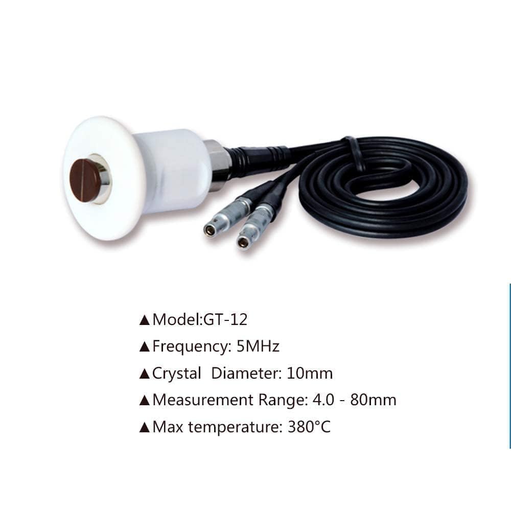 Ultrasonic Thickness Gauge 5MHz High Temperature Sensor GT-12 with Max Temperature 380°C Measurement Range 4.0-80mm Suitable for UM-2, UM-2D, UM-4, UM-4D, UM-4DL, UM-5, UM-5D, UM-5DL