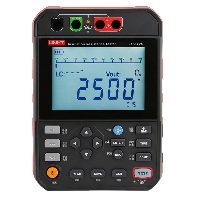UNI-T UT512D Insulation Resistance Tester 2500V Megohmmeter 1TΩ PI/DAR USB
