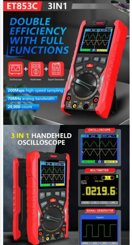 ET853C 2CH Handheld DigitalOscilloscope Multimeter Home Electrical Test
