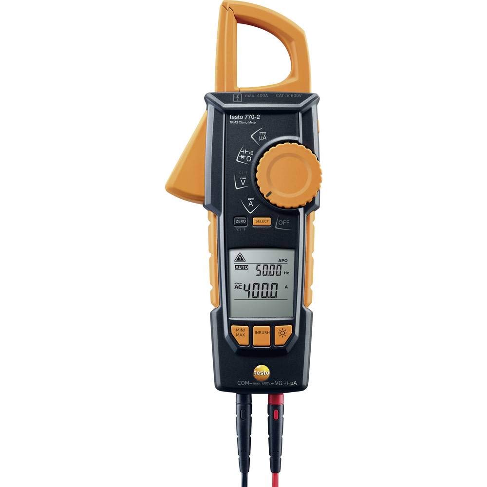 Testo 770-2 Digital Clamp Meter – Multimeter T-RMS for Hands-Free HVAC Measurements, Current, and Frequency Testing – Voltage Tester incl. Automatic Range Detection and thermocouple Adapter, Black
