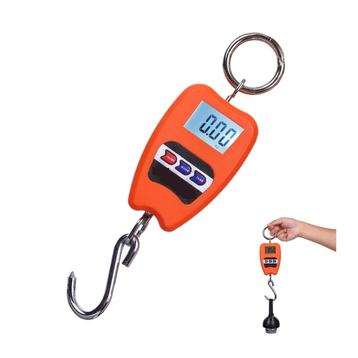Digital Crane Scale, Hanging Scale, 300kg Crane Scale Heavy Duty Electronic Stainless Steel Hook Hanging Scale Digital LCD Loop Weight Balance Industrial Scales for-200kg Orange-1