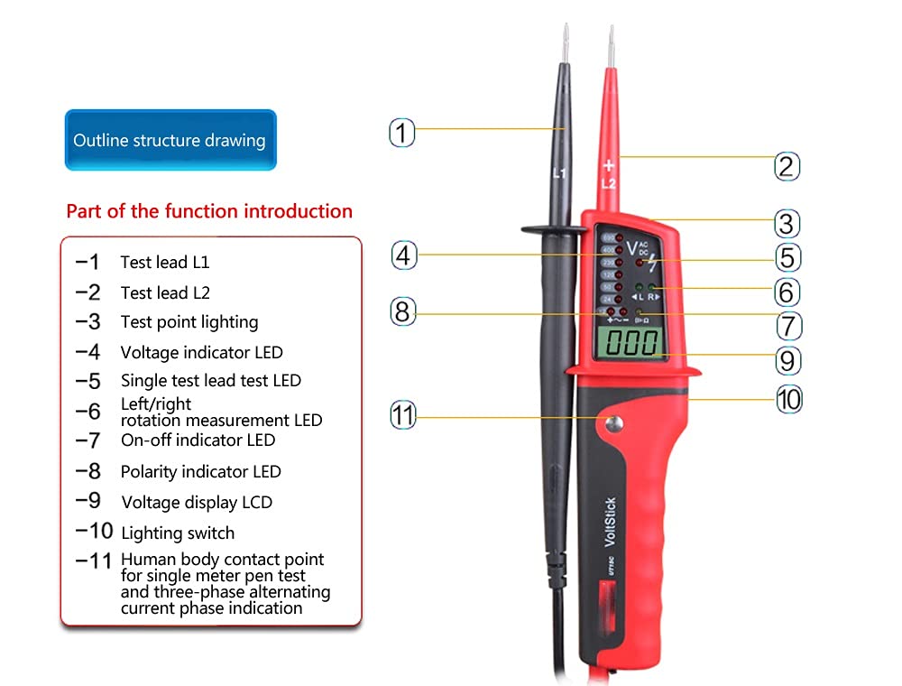 Voltage Detector Waterproof Digital Multimeter 24V~690V AC/DC Voltage Tester Phase Rotating Electric Pen