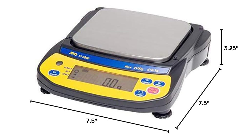 A&D EJ-2000 Precision Lab Balance 2100gx0.1g,pan Size 5"X5.5", Compact Portable Jewelry Scale,5 Year Warranty,New