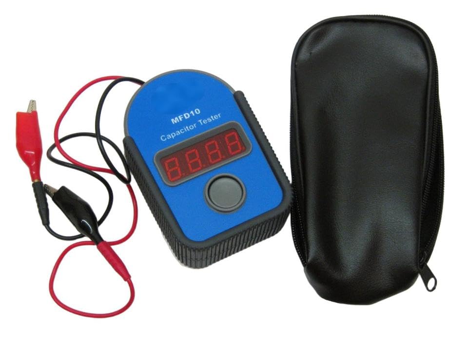 MFD10 Digital Capacitor Tester Meter - for SUPCO Electrical Testers - Replacement Capacitor Tester - 0.01-10000 mfd's Sealed Unit Parts, 4-Digit LED Display, Accuracy 5%, 12" Magnetic Test Leads