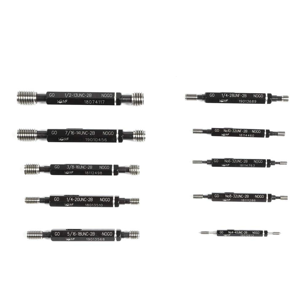 Thread Plug Gauge 10Pcs High Accuracy Double End Through Stop Measurement Hand Tool for Hardware Tool Thread Diameter Measurement Thread Detection Tool