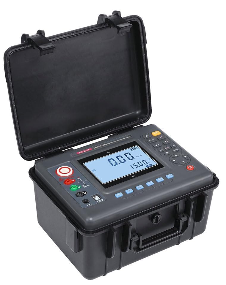 High Voltage Insulation Resistance Meter Tester Megohmmeter with Rated Voltage 100V 250V 500V 1000V 2500V 5000V Insulation Resistance Range 0.01MΩ-10TΩ Resolution 0.01MΩ DC Current 0.1nA-6mA