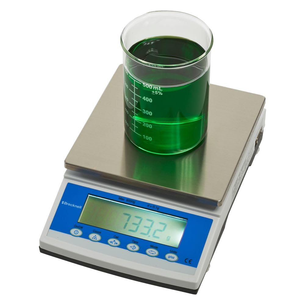 Brecknell MBS-1200 Precision Lab Balances, 1200 Gram Capacity, Large LCD, 6.9" Steel Top Plate, RS-232 Interface, Battery Powered