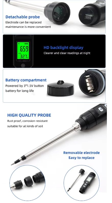 2 in 1 EC-8801 Digital Waterproof EC/Temp Test Meter EcTester