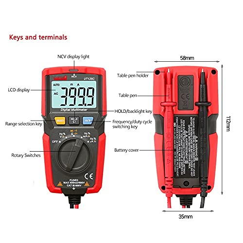Pocket Digital Multimeter Resistance Capacitance Frequency Diode Test Low Voltage Display Meter Line Integrated