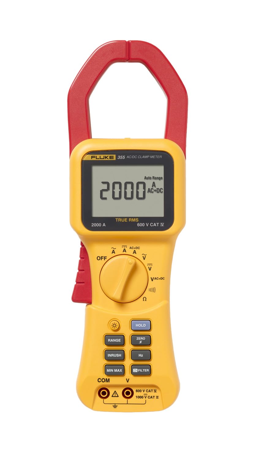 Fluke 355 True RMS Clamp-Meter, 2,000A AC/DC, Conductors to 58mm, Voltage, Frequency, and Resistance Measurement
