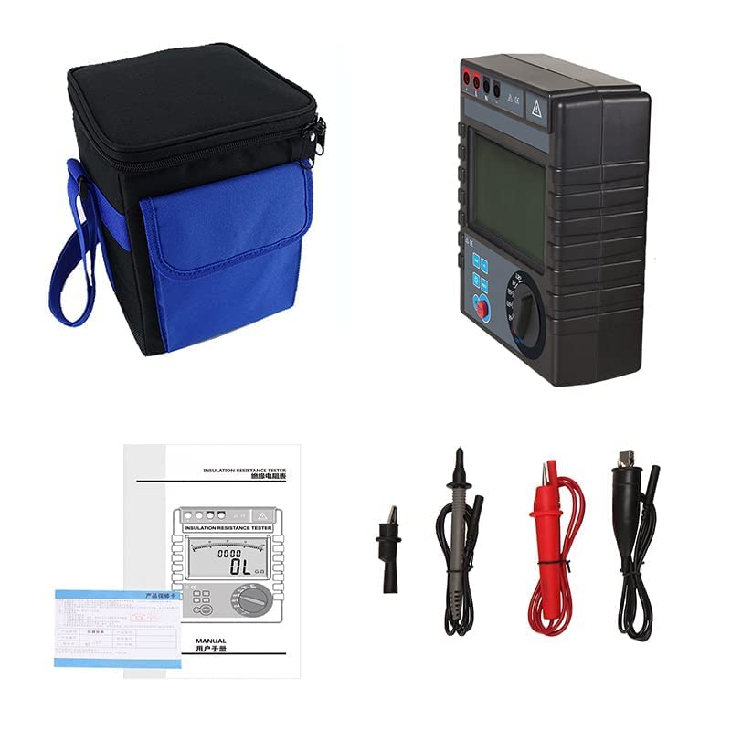 Insulation Resistance Gauge Tester Meter Megohm Meter Insulation Resistance Measurement with Insulation Resistance Range 0.1MΩ to 200GΩ for Transformers Motors Cables Electrical Equipment