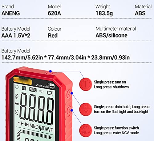 True-RMS Auto-Ranging Digital Multimeter with Amp Volt Ohm Capacitance Continuity Temperature Frequency Diode Tests
