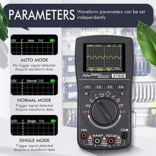 ET828 Intelligent Digital Oscilloscope Auto Range Graphical Multimeter 2.4" Screen 1MHz .5MSPS Waveform for Electronic Test