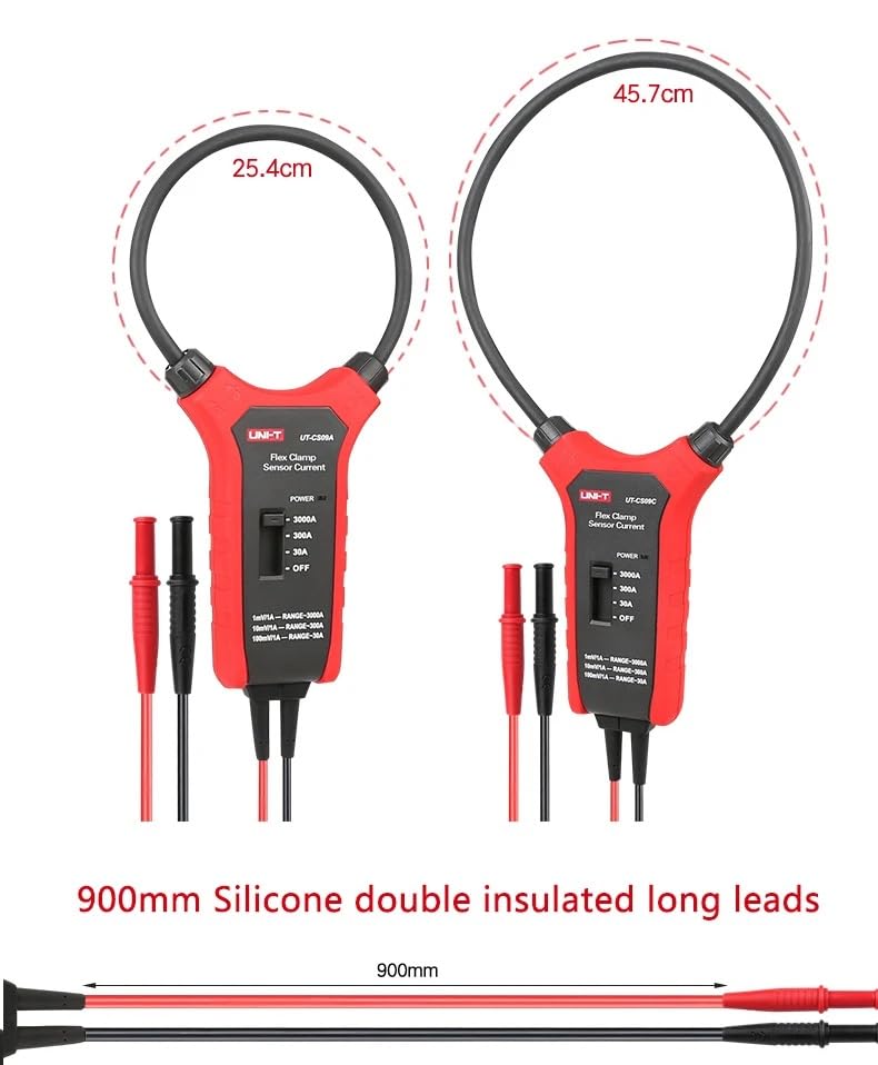 UNI-T UT-CS09C 3000 AC Current Clamp Sensor, for UT196/UT61E+/UT18B MAX/UT206B/UT208B Clamp Meter Multimeter Current Probe,Option Flexible Current Clamp,Clamp Head Diameter:18 inches (45.7cm)