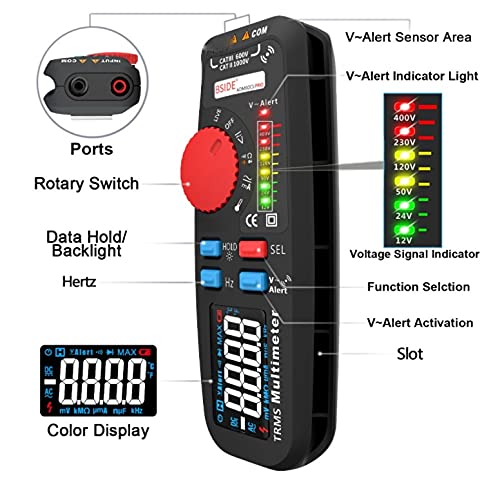Mode Multimeter Digital Voltmeter Color Display Voltage Indicator Current Capacitance Battery Tester