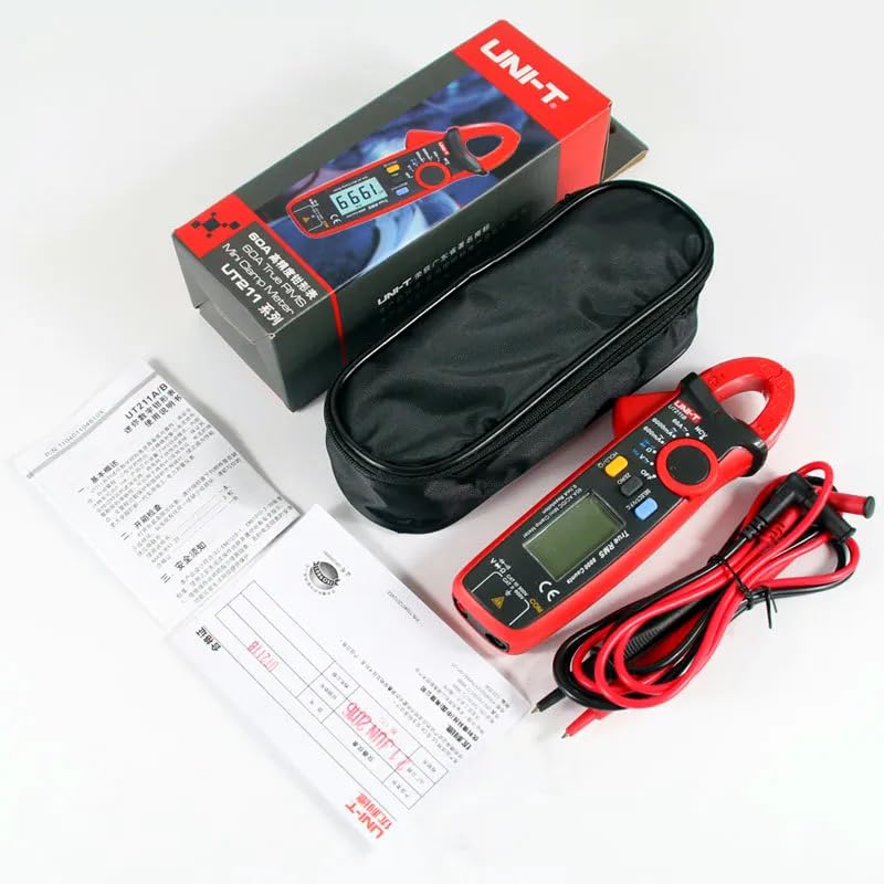 UNI-T UT211B AC/DC 60A Mini Digital Clamp Meters True RMS Ammeter Multimeter VFC/NCV/Resistance/Capacitance Test, LCD