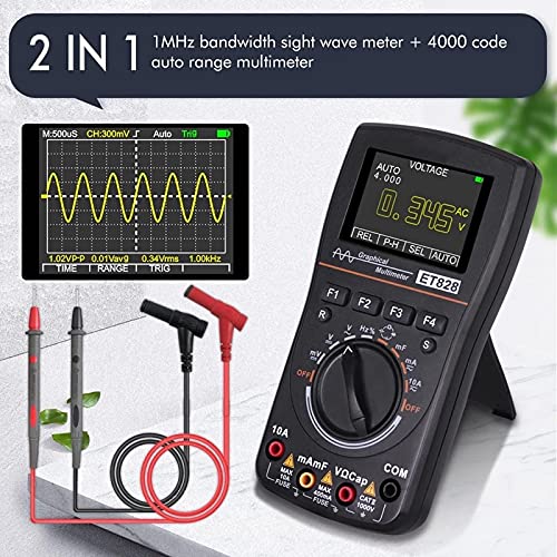 ET828 Intelligent Digital Oscilloscope Auto Range Graphical Multimeter 2.4" Screen 1MHz .5MSPS Waveform for Electronic Test