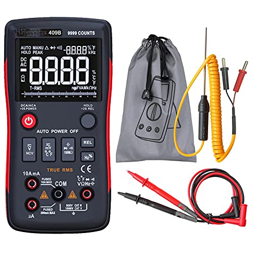 Digital Multimeter Button 9999 Counts with Analog Bar Graph AC/DC Voltage Ammeter Current Ohm Auto/Manual