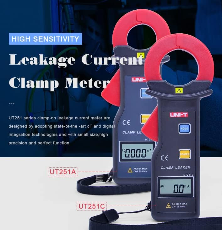 UNI-T Uni-Trend Multimeter clamp Meter UT251A UT251C UT253A Current Leakage clamp Meter Digital Detector High Accuracy Sensitivity Amp Amperometric Leak Tester(UT251A)