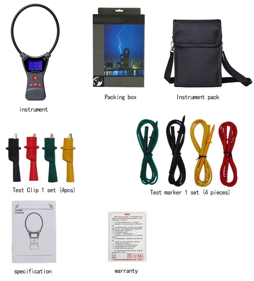 Three Phase Flexible Clamp Power Meter Coil Length 950mm Jaw Size φ300mm for Testing 3-Phase AC Voltage,Leakage Current,Active&Reactive&Apparent&Total Power,Frequency,Electrical Energy,Phase Sequence