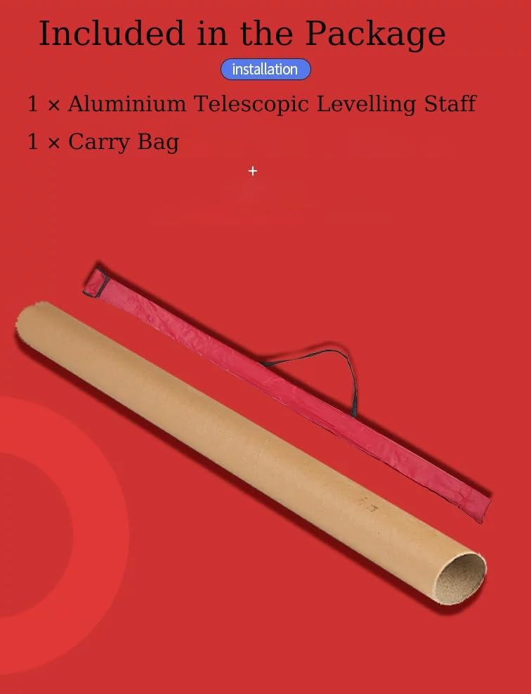 Adjustable Telescopic Aluminium Survey Staff - Lightweight Measuring Pole for Construction & Land Surveying, Durable Height Measurement Tool, Perfect for Professionals