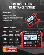 KAIWEETS KE2500 Insulation Resistance Tester Up to 200GΩ Pro Megohmmeter and KAIWEETS KET05 23PCS Multimeter Test Leads Kit with Replaceable Precision Probes Set