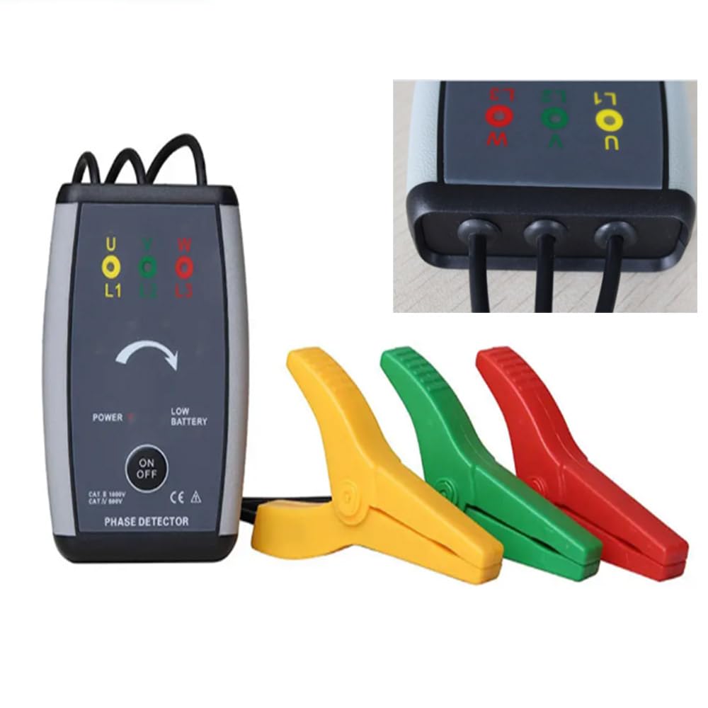 Non-Contact Phase Sequence Meter Handheld 3 Phase Sequence Tester Phase Tester with Active Power Range AC 70~1000V Frequency 50Hz/60Hz Automatic Identification for Live line Inspection