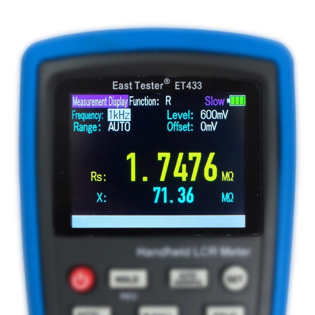 Handheld LCR Meter, Electrolytic Capacitor Tester with 10Hz~100KHz, 0.2% Accuracy, Adjust Frequencies, TFT Display, Type-C Interface, SCPI Compatible ET433