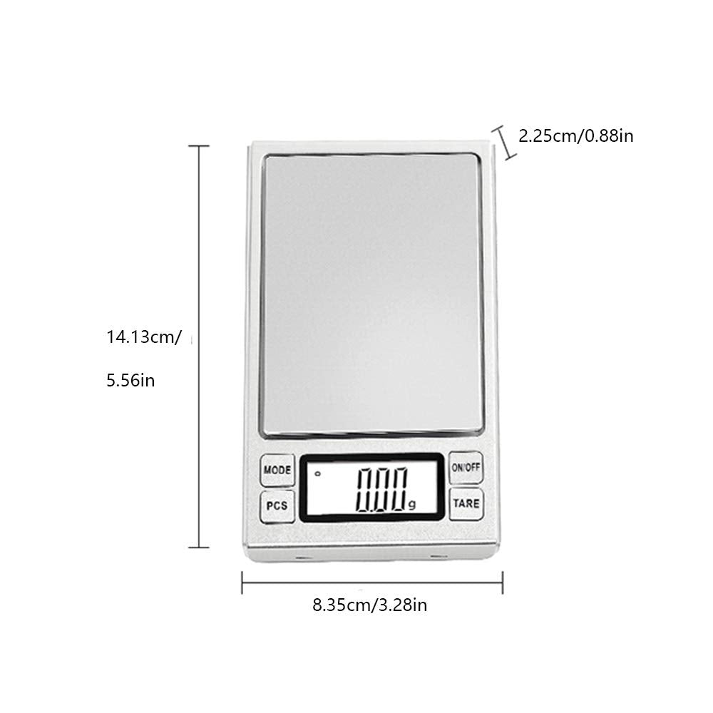 Scientific Gram Scale High Precision Laboratory Balance Electronic Weighing Digital Pocket Jewelry Kitchen Tare Function Sliver (500G/0.01G)