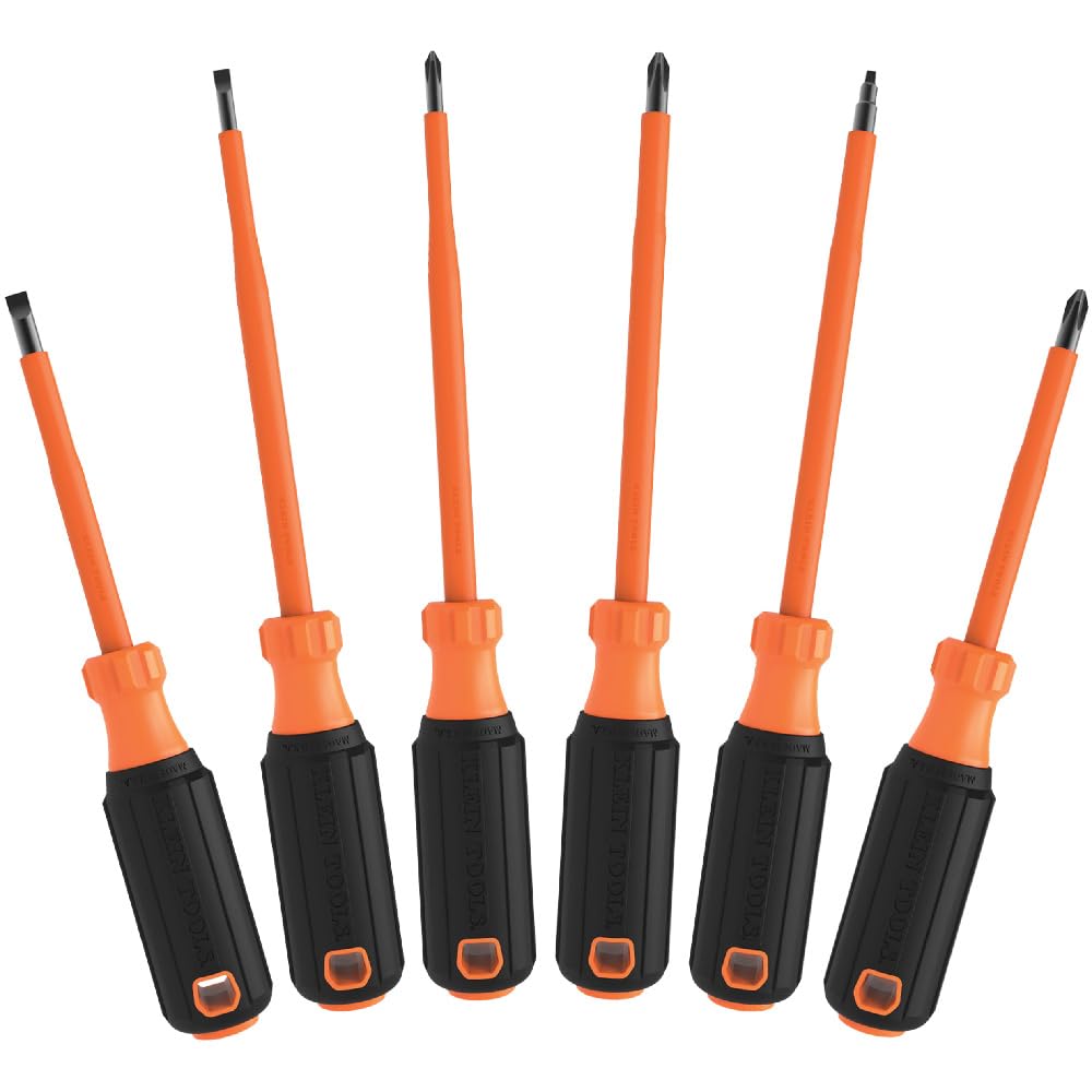 Klein Tools 4-Piece Electrical Test Kit with IR Thermometer, Multimeter, Voltage Tester and Receptacle Tester Plus 6-Piece 1000V Insulated Screwdriver Set