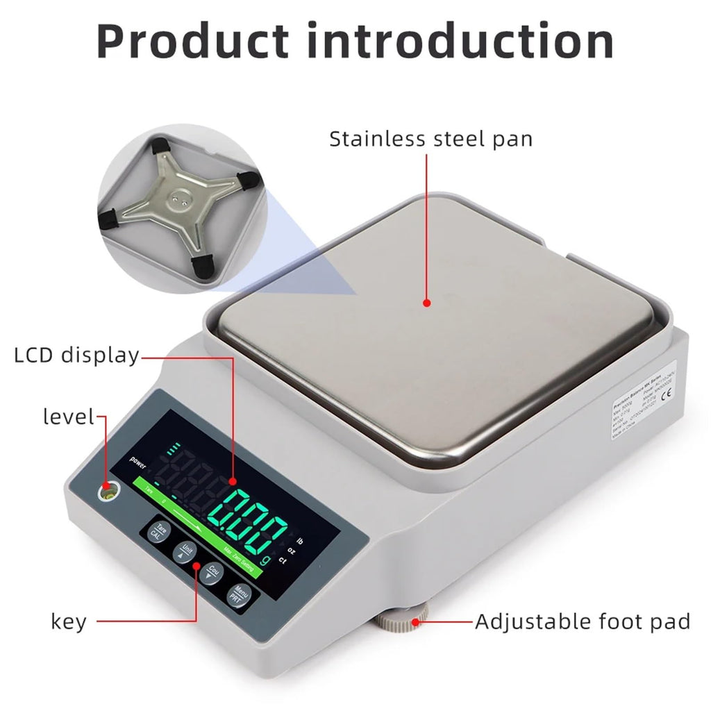 Analytical Balance, LCD Electronic Balance Scale High-Precision Scale Household Kitchen Analytical Balance 1Kg 0.01g/10Kg 0.1g/5Kg 0.01g(1KG 0.01G)
