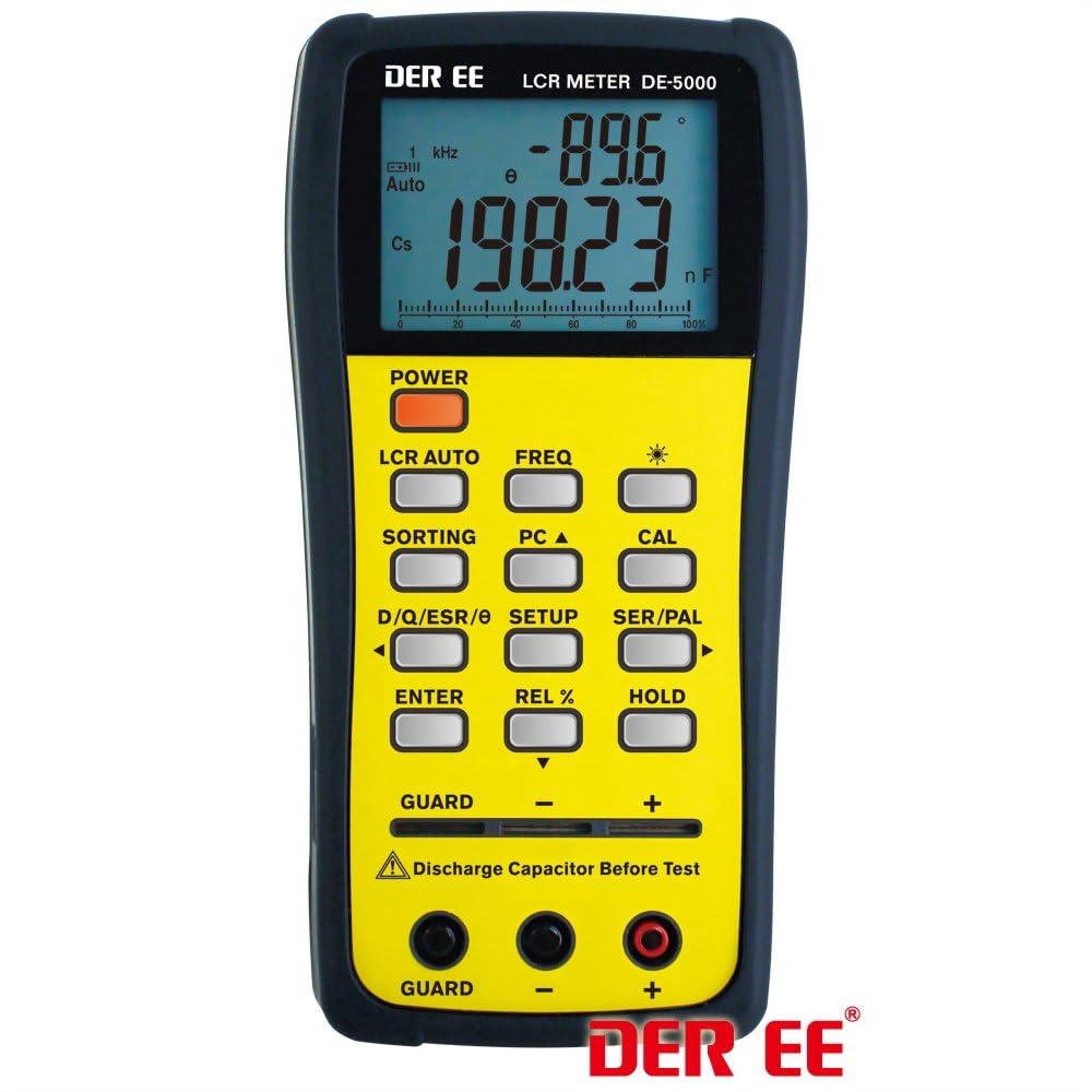 Taiwan Quality DER EE DE-5000 LCR Meter LCR Multimeter Tester Auto L/C/R Tester 2,000 Counts Display high Accuracy LCR Tester Capacitance Resistance Inductance Measuring Meter Tester