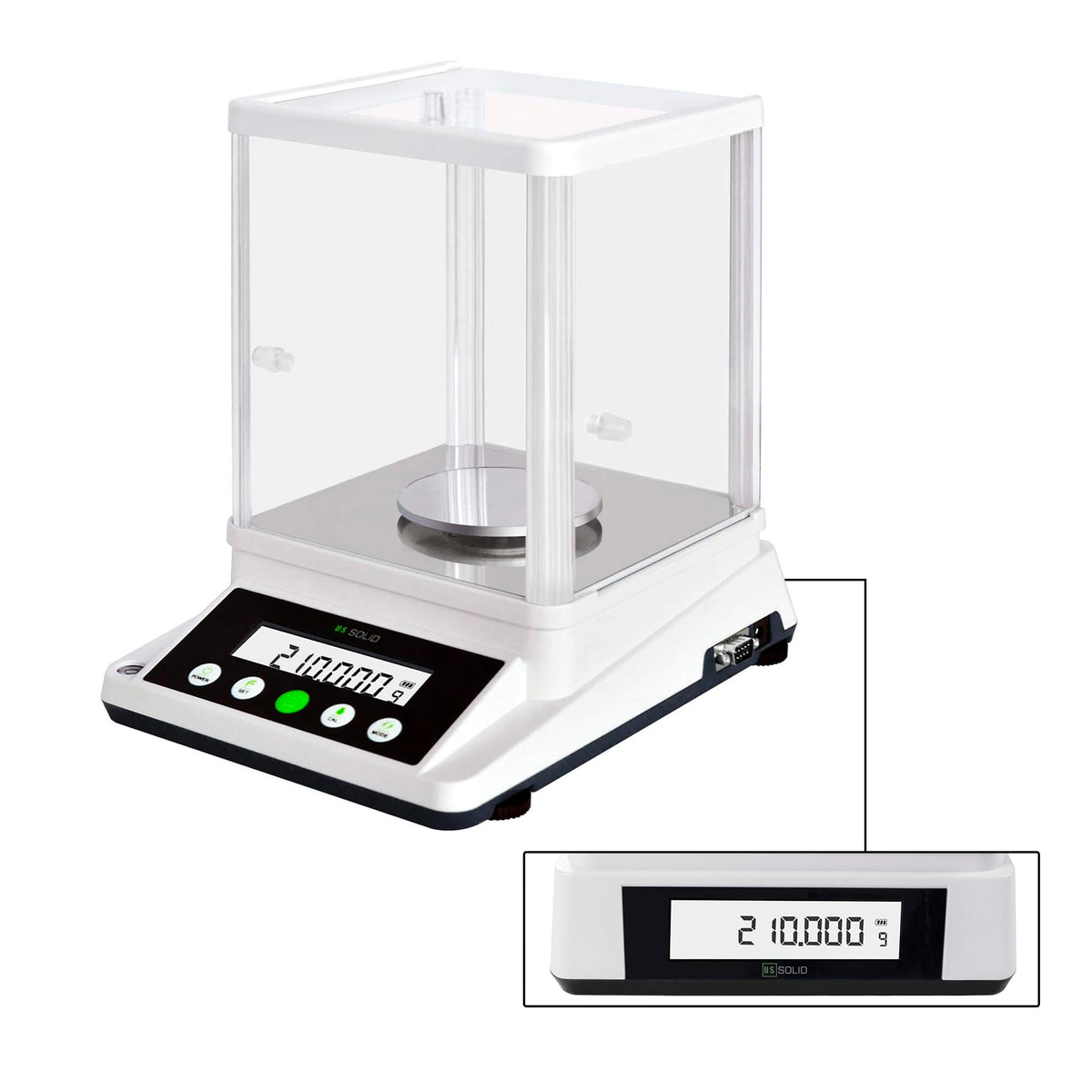 U.S. Solid Digital Analytical Balance 210 g x 0.001 g, High Precision Lab Scale with Front and Rear 2 LCD Screens for Multi-Angle Viewing, Ideal for Laboratory, Research & Education