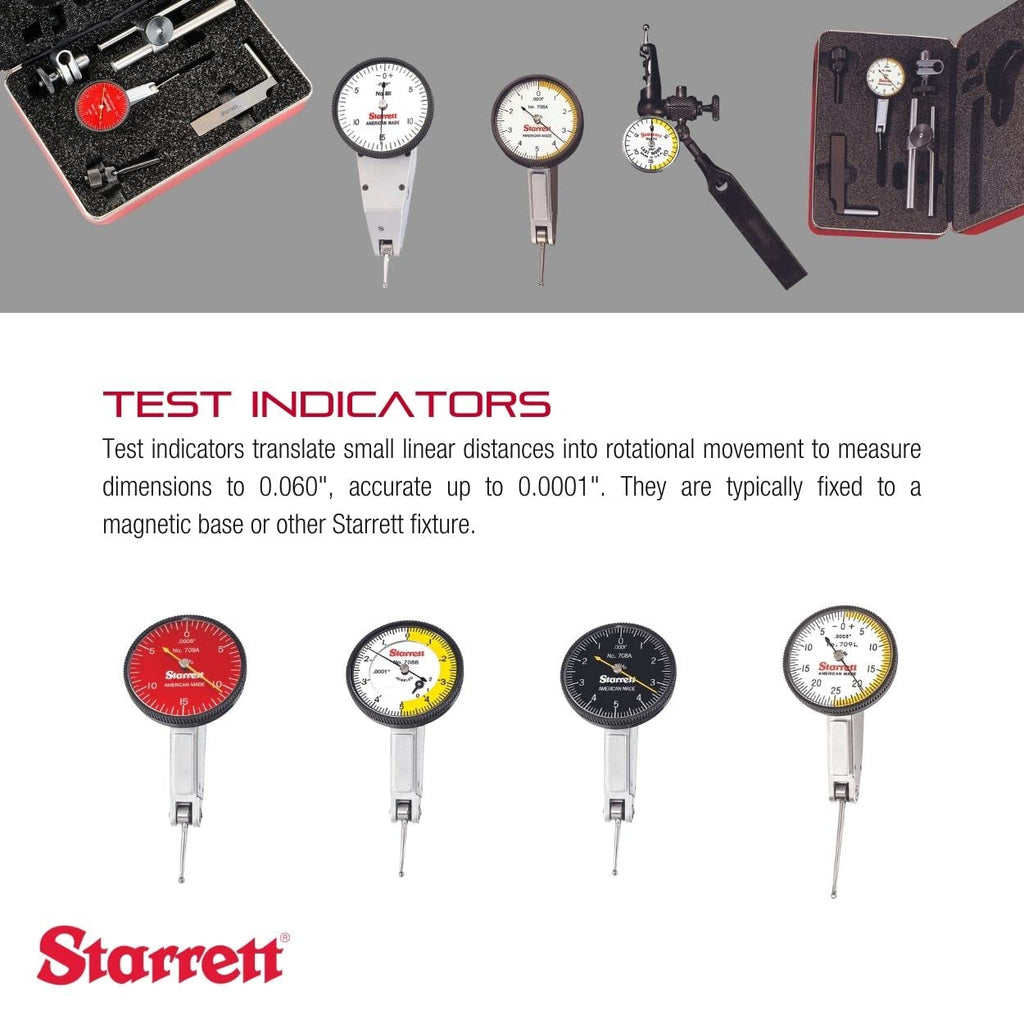 Starrett 711 Last Word Dial Test Indicator, 0.030" Range, 0.001" Graduation