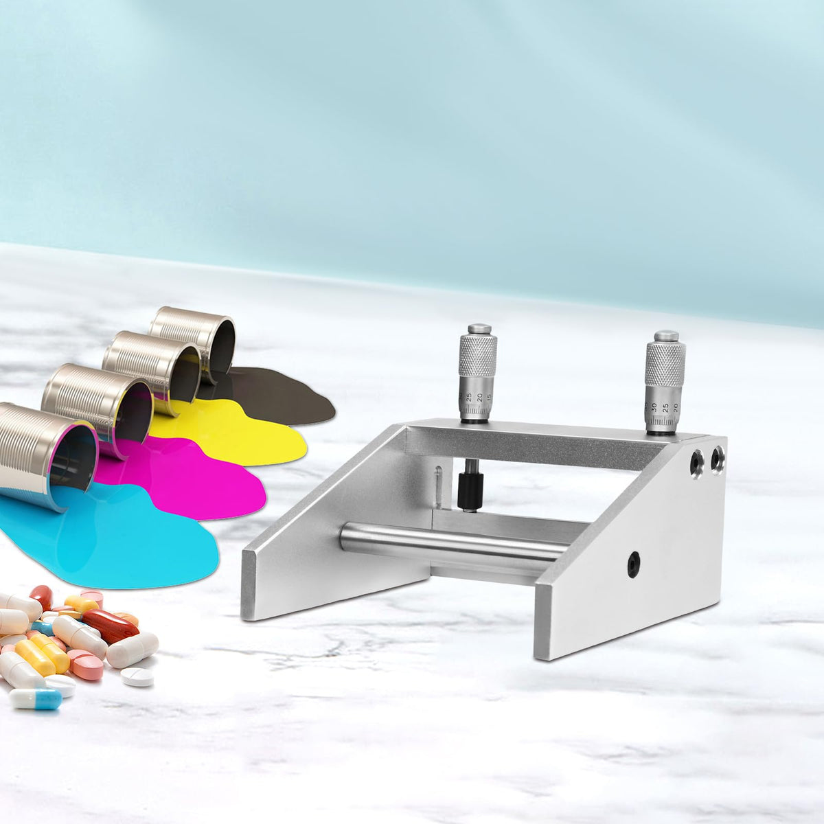 100mm Adjustable Film Coating Applicator Film Coater with Micrometer Wet Film Preparation Device 0-3500μm, 5μm Adjusting Clearance, 1μm Precision