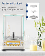 Digital Analytical Balance, 0.1mg Precise Electronic Scale for Lab/Pharmacy/Jewelry Store/Chemical Plant 0.0001g (120g/0.0001g)