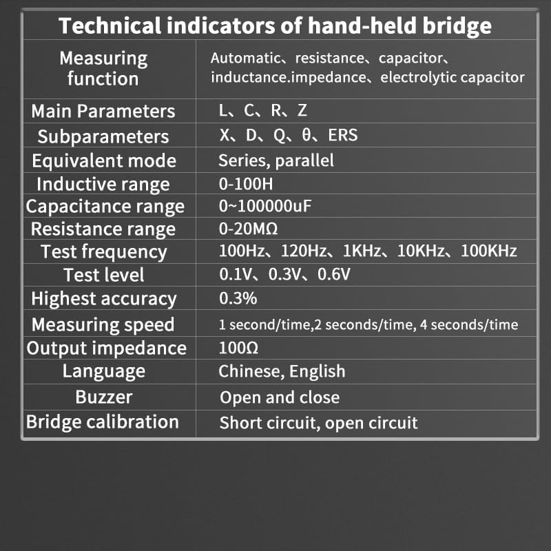 100KHz Frequency Meter Digital Inductance Capacitance Resistance Testers Electrical Multimeter