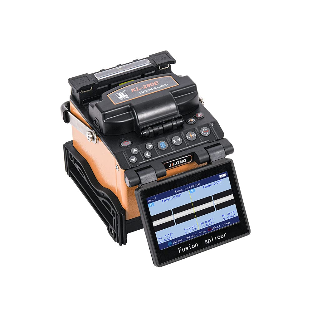 Fusion Splicer JILONG Fusion Splicer KL-280E Real Core Alightment 5000 Splices Electrodes Life, 8s Splice SM Quick Mode Fiber Splicer 0.02dB Splicing Loss Fiber Weldering Machine