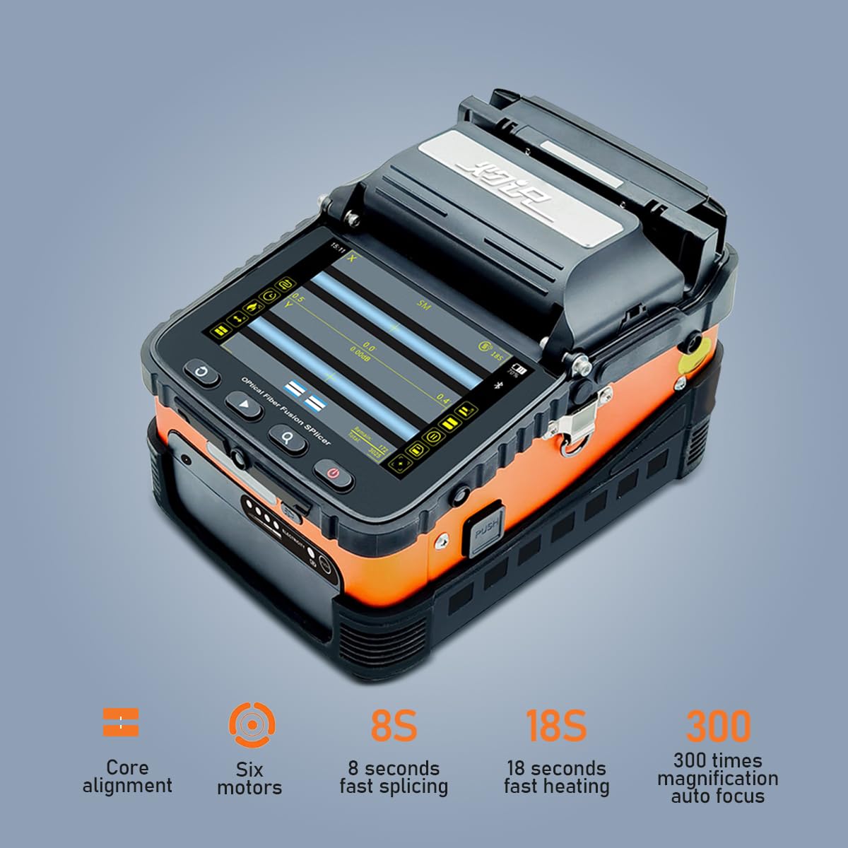 AI-6A Portable Fiber Fusion Splicer with 8s Splicing &18s Heating, 5200mAh Battery for Long Runtime, Ideal for Field Work