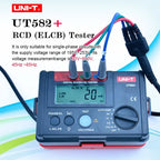 UNI-T UT582+ Digital RCD (ELCB) Tester AUTO RAMP Leakage Circuit Breaker Meter with Mis-Operation Buzzer