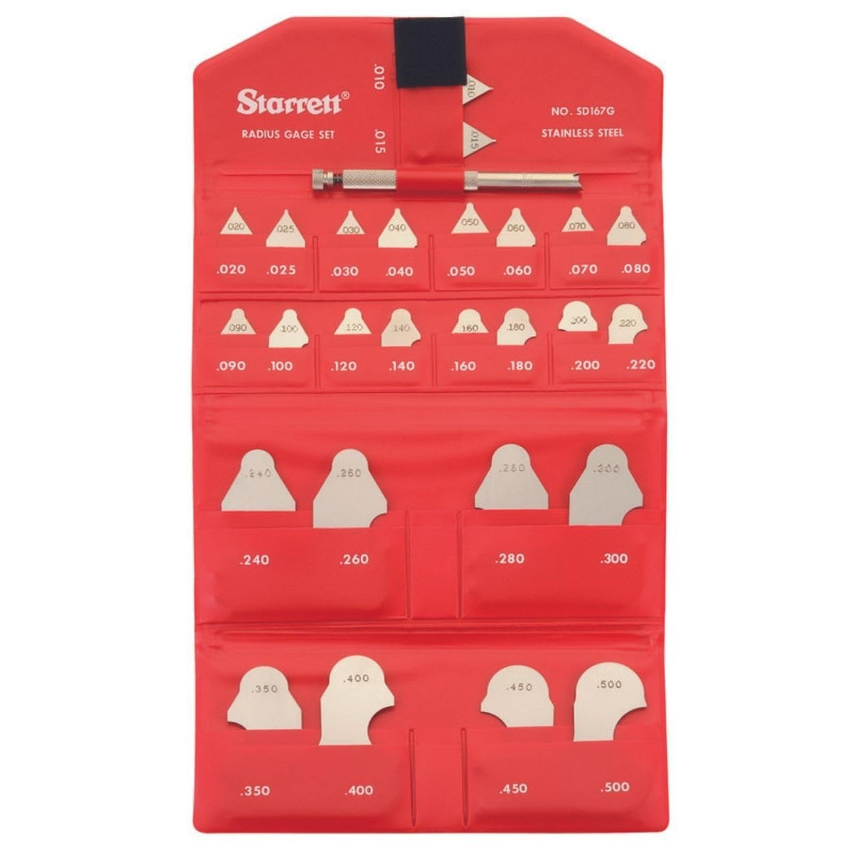 Starrett Radius Gage Set, .030-.100" Range