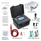 High Voltage Insulation Resistance Meter Tester Megohmmeter with Rated Voltage 100V 250V 500V 1000V 2500V 5000V Insulation Resistance Range 0.01MΩ-10TΩ Resolution 0.01MΩ DC Current 0.1nA-6mA