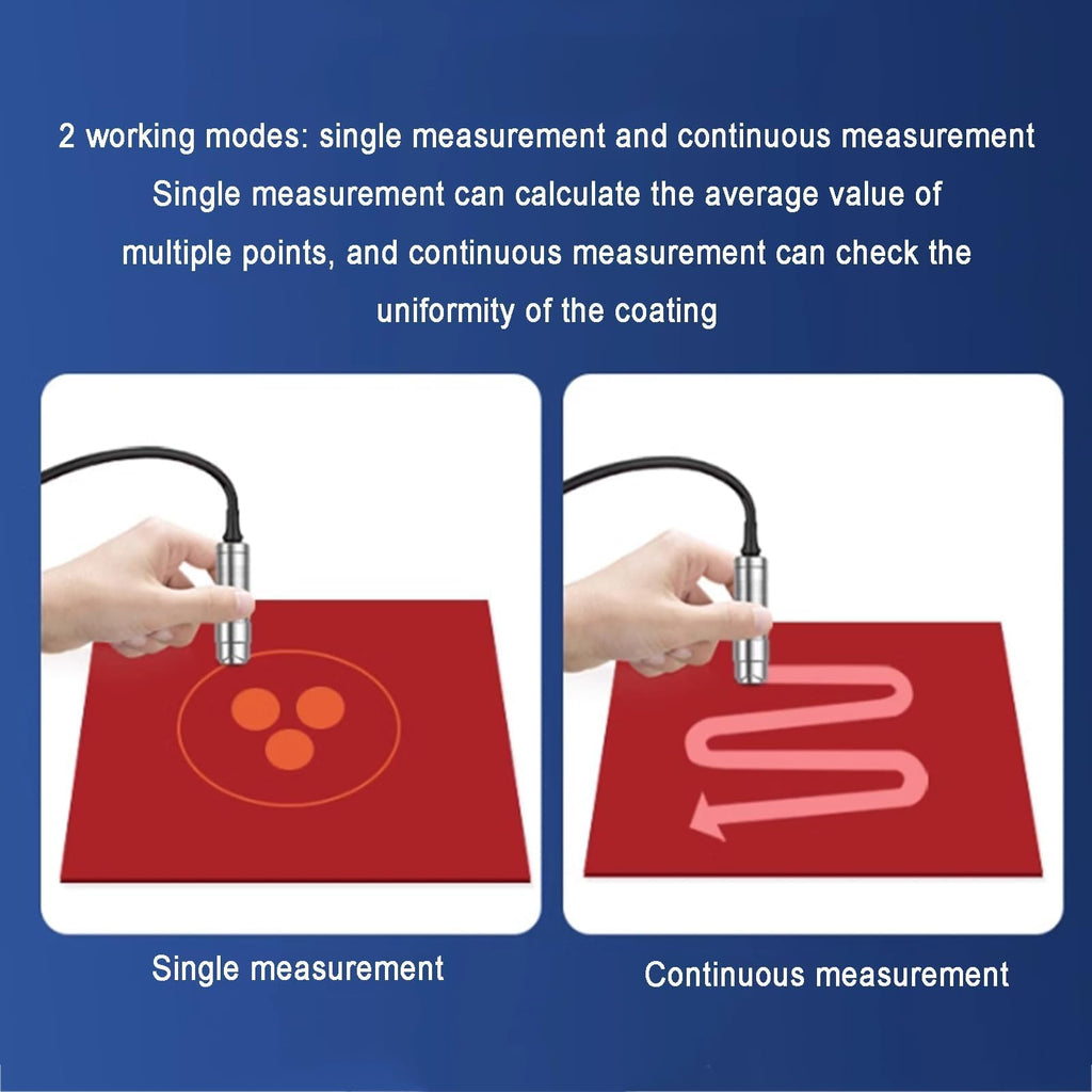 Professional Coating Thickness Gauge, Paint Depth Tester, Range 0-1500um, with Fe/NFe Probe, LCD Display, Single/Continuous Measurement, for Steel Aluminum Metals