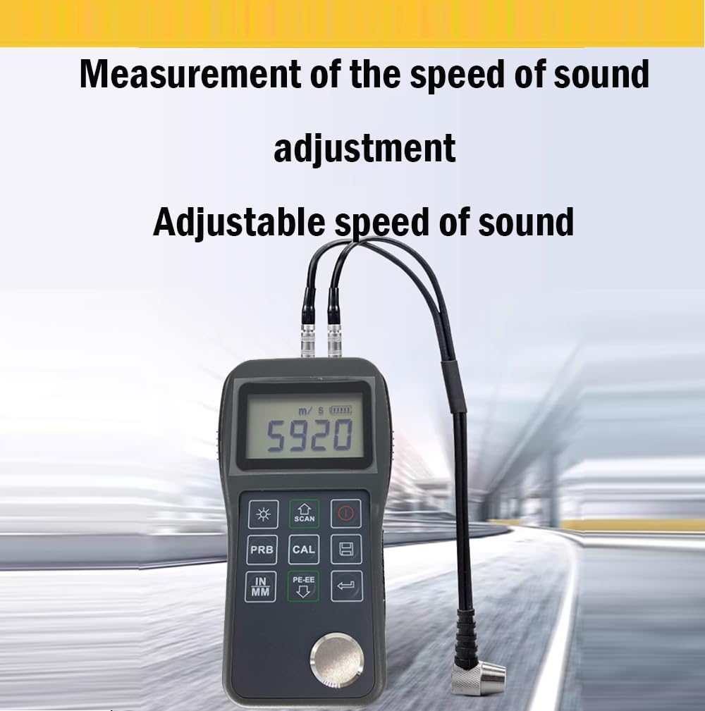 Ultrasonic Thickness Gauge Meter Through Paint Coatings Thickness Gauges with 0.65 to 600mm 0.025 to 23.62inch 3-30mm 0.118 to 1.181inch P-E and E-E Echo-Echo Mode for Steel Aluminum Copper