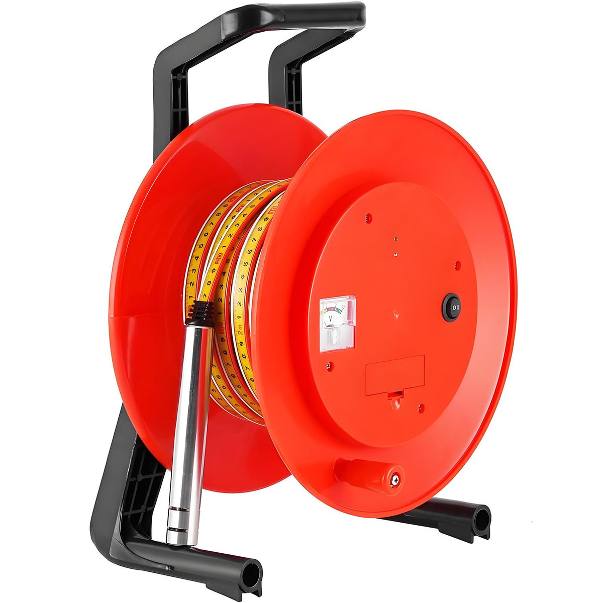 Water Level Meter with Stainless Steel Probe, 10-300m Depth Detection, Cable Reel Design, Accurate Groundwater/Well Measurement Tool for Industrial Use, 10m (32.8ft)