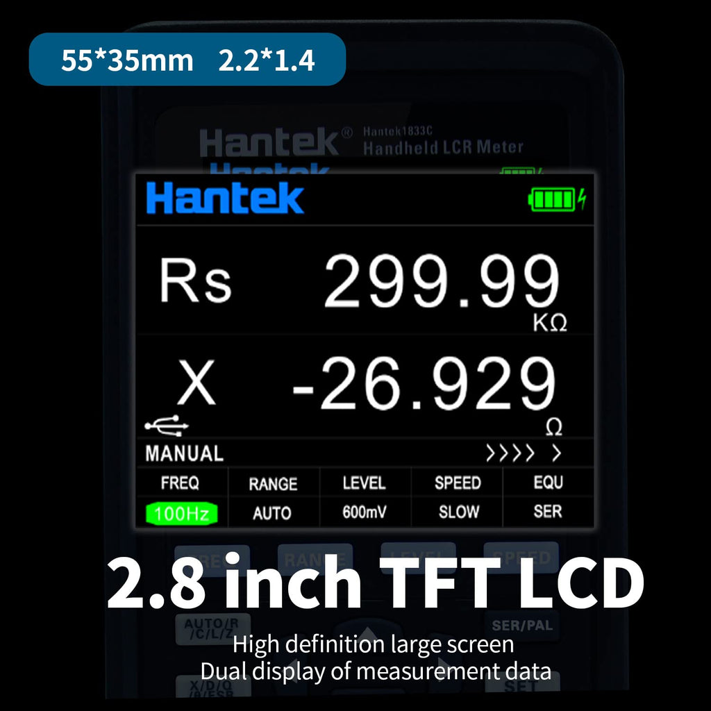 Hantek 1833C Handeld LCR inductance Meter capacitance Meter to Measure Components, Accuracy 0.3% with LCD Display