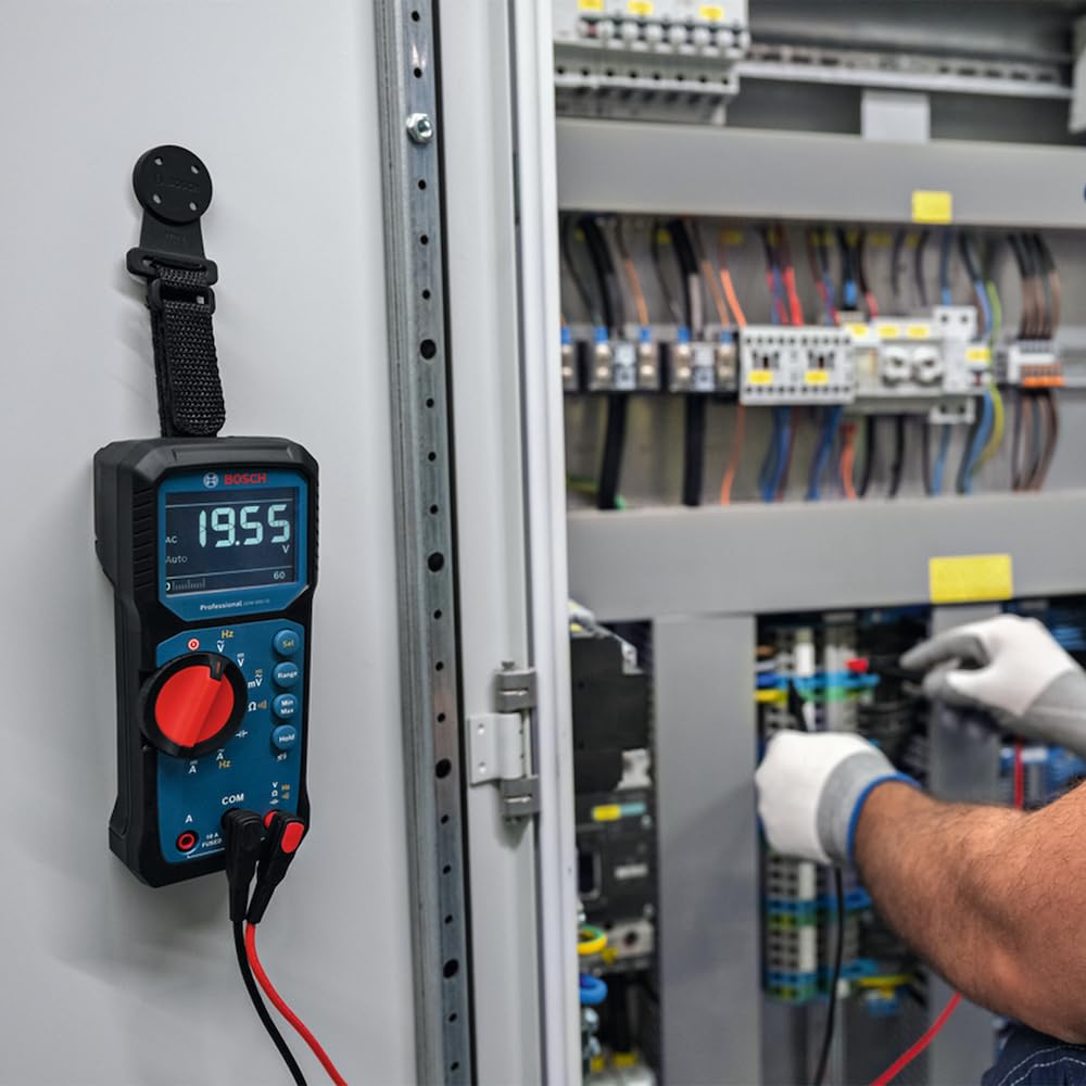 Bosch Professional Digital Multimeter GDM 600-15 (True RMS, Inverted LCD, Measures Frequency/Continuity/Resistance/capacitance, Min/Max/Average, Test Leads MS 90)