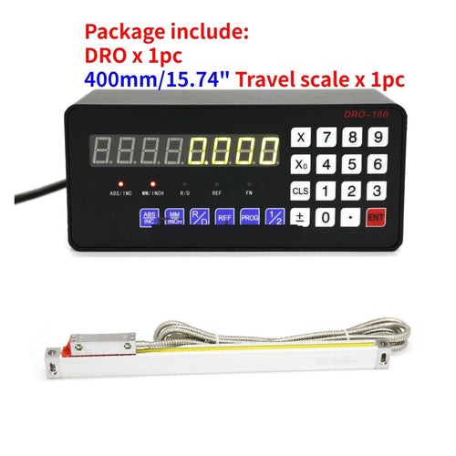 1 Axis Digital Readout, with 5um Linear Scale 50-400mm Travel DRO Linear Encoder for Lathe Milling Machine(DRO-400mm Scale)
