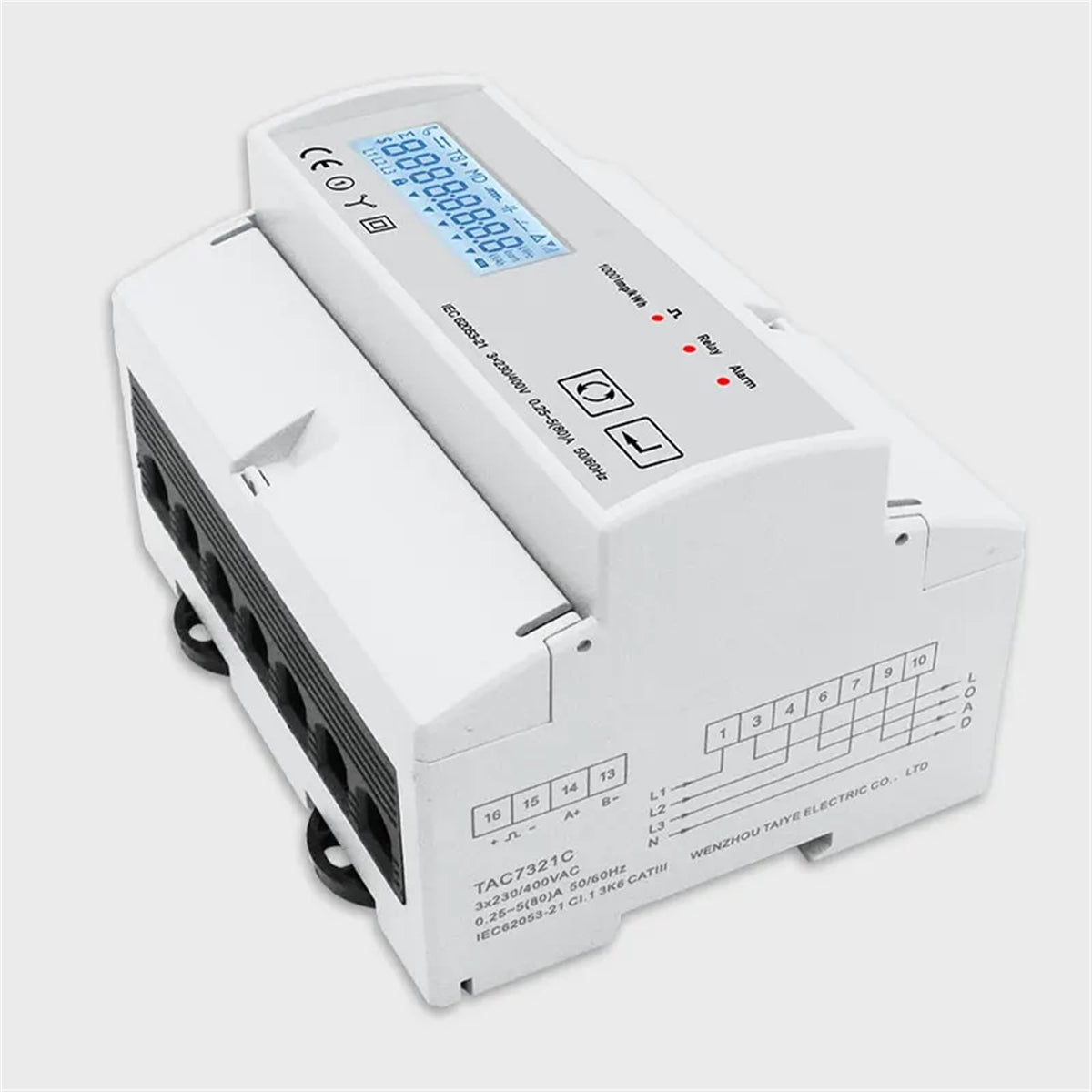 3P 2 Wire Energy Meter 3 * 230V 50/60Hz Timer Power Consumption Monitor KWh Wattmeter TAC7321C 1Pcs
